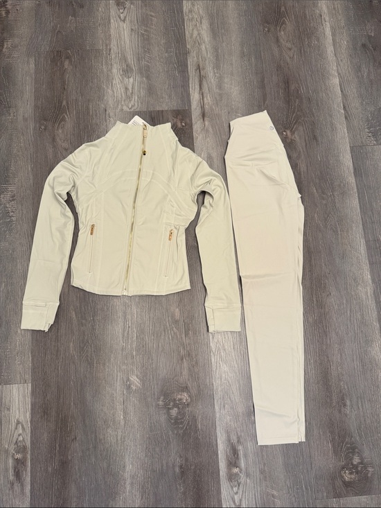 lululemon athletica Pants - lululemon athletica Cream Zip Jacket & Matching Leggings Set